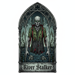 River Stalker bag tag artwork