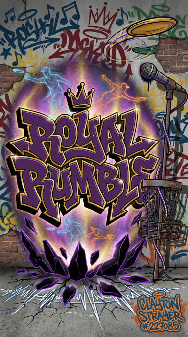 Royal Rumble bag tag artwork