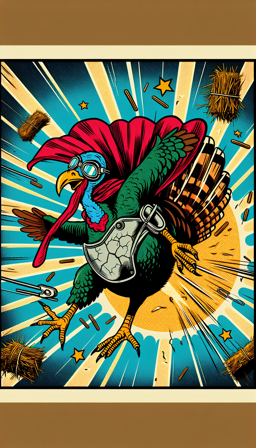 Tumbling Turkey bag tag artwork