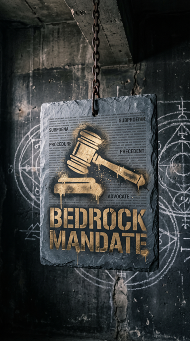 Bedrock Mandate bag tag artwork
