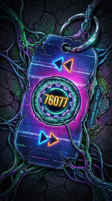 Neon Reckoning bag tag artwork