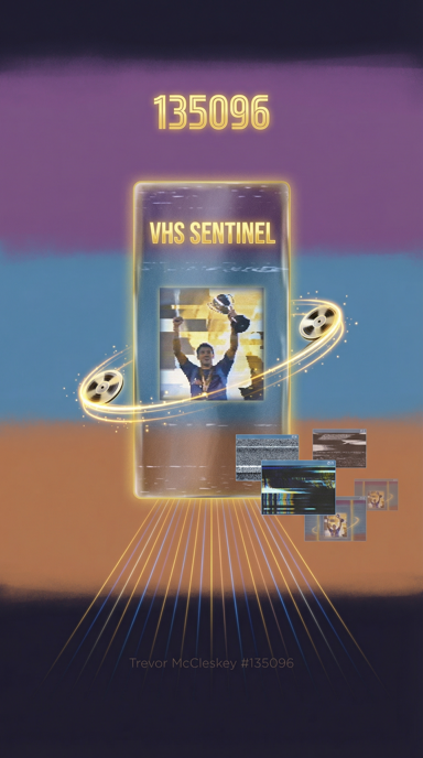 VHS Sentinel bag tag artwork