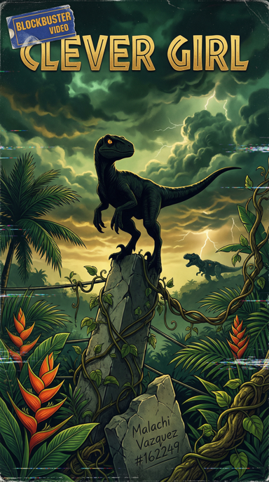 Clever Girl bag tag artwork