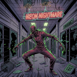 Neon Nightmare bag tag artwork