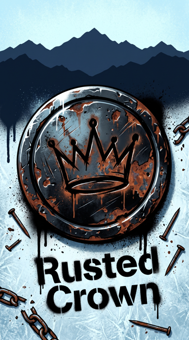Rusted Crown bag tag artwork