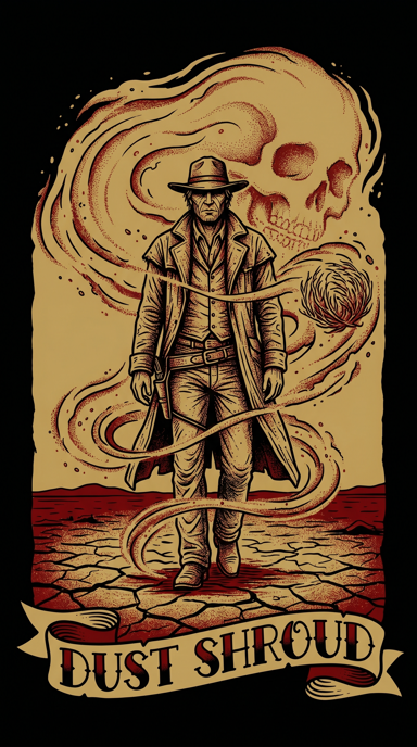 Dust Shroud bag tag artwork