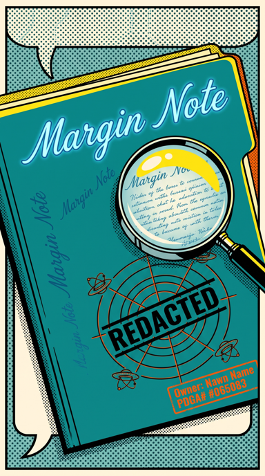 Margin Note bag tag artwork