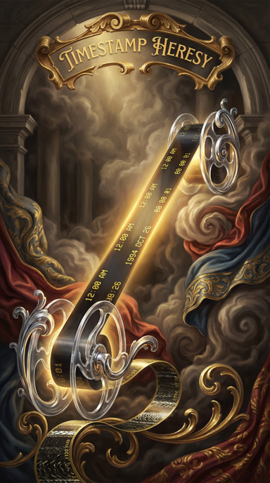 Timestamp Heresy bag tag artwork