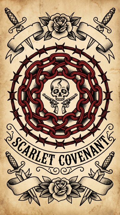 Scarlet Covenant bag tag artwork