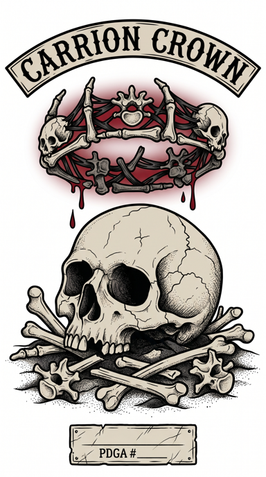 Carrion Crown bag tag artwork