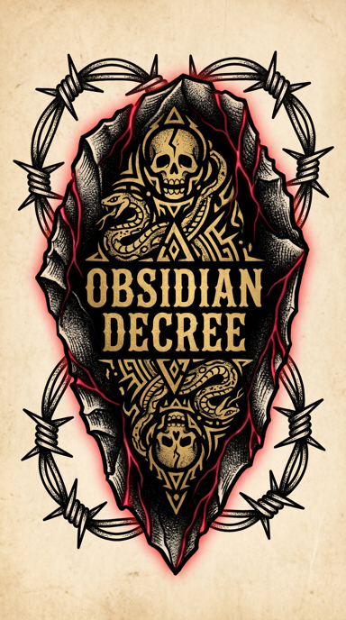Obsidian Decree bag tag artwork