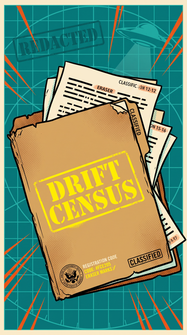 Drift Census bag tag artwork