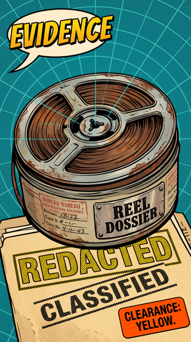Reel Dossier bag tag artwork