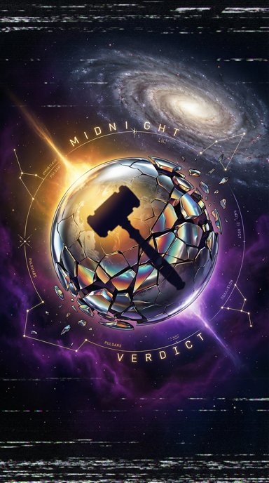 Midnight Verdict bag tag artwork