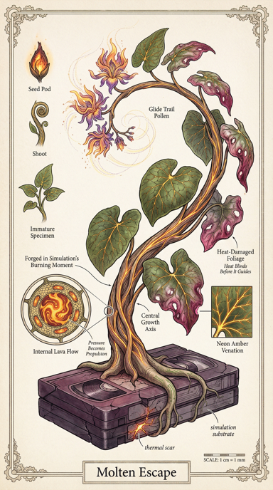 Molten Escape bag tag artwork