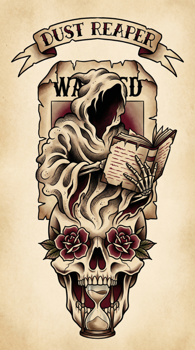 Dust Reaper bag tag artwork