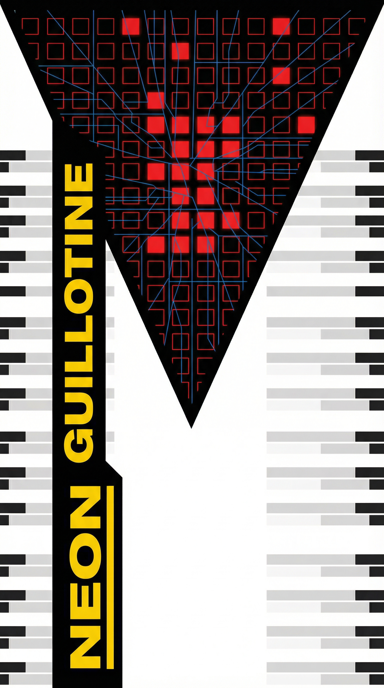 Neon Guillotine bag tag artwork