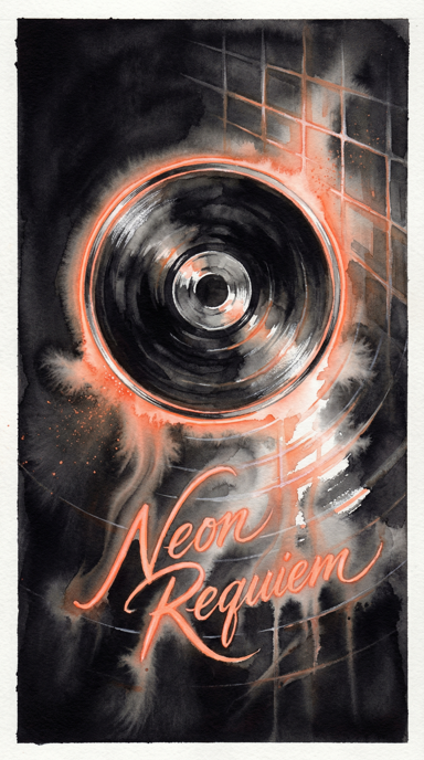 Neon Requiem bag tag artwork